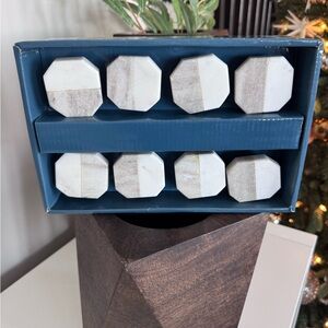 Set of 8 Real Stone Bi-Color Square Marble Drawer
Knobs/Pulls (New)